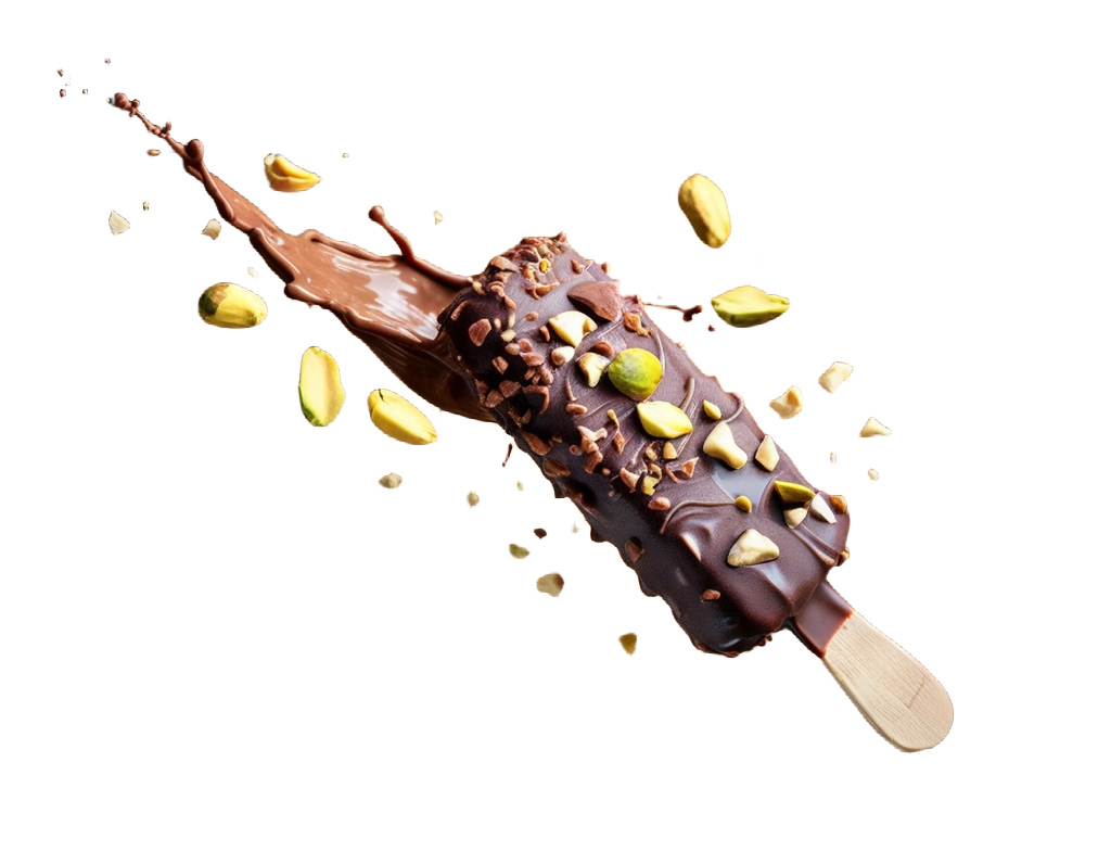 Chocolate ice cream bar on a pure white background, generated by whitebg