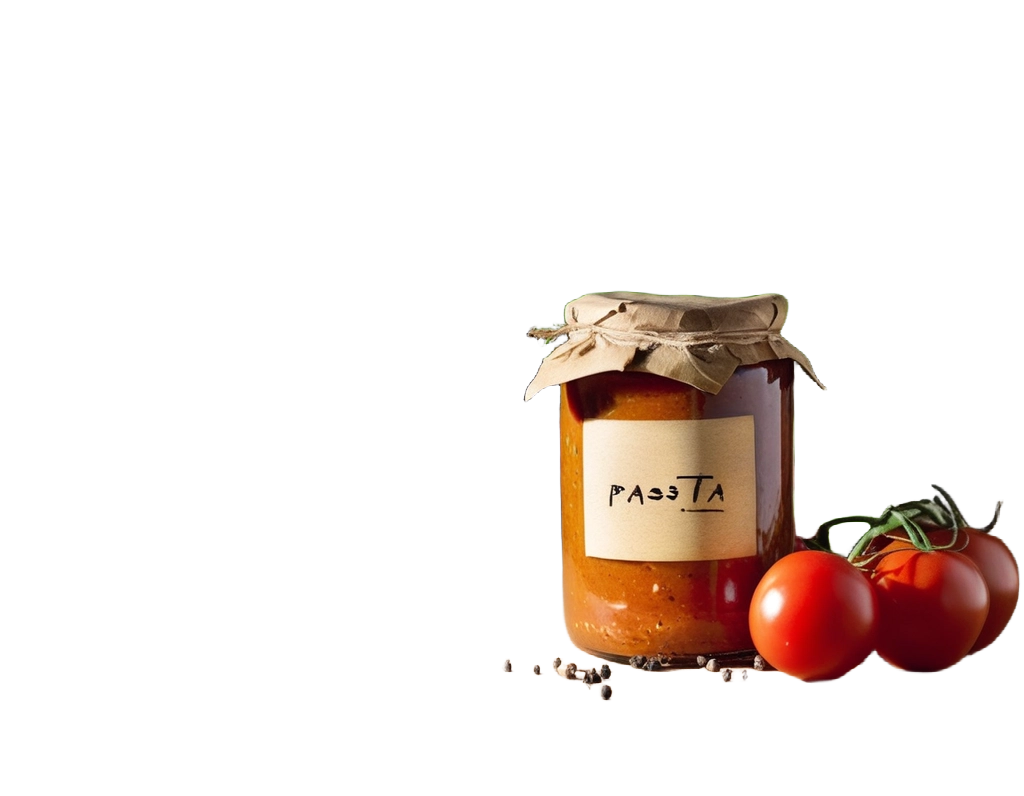 Pasta sauce jar on a pure white background, generated by whitebg